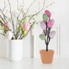 Decorative Flowers Novelty Easter Egg Bonsai Colorful Eggs Potted Plant Po Prop