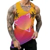 Мужские топы на бретелях, летние повседневные праздничные спортивные футболки с 3D принтом в гавайском стиле, модный уличный жилет без рукавов