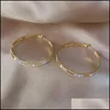 Hoop Huggie Femme Big Round Hoop Boucles d'oreilles Mode Or Couleur Mariage Double Zircon Pierre Boucle D'oreille Pour Drop Livraison Bijoux Boucle D'oreille Otmim