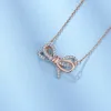 Collar Swarovski Diseñador Mujer Collares de calidad originales Collar de lazo de precisión Cadena de collar con elemento de cristal de oro rosa para mujer