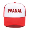 Ball Caps I LOVE ANAL Grappige Print Baseball Cap Gay Pride Prank Joke Penis BuSex Mannen Mesh Vizier Outdoor Zonnehoed verstelbaar