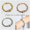 bangle bangle steel heart t bracelet crystal for Women Fashion مجوهرات حقيقية روز Sier Gold Love Bangle مع Box Drop Delivery J dhuu3