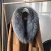 Lenços Natural Real Fox Fur Collar para Mulheres e Homens Casaco Jaqueta Extra Grande Tamanho Pescoço Quente Lenço Xales