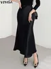 Rokken VONDA Elegante Effen Kleur Vrouwen Satijn Hoge Taille Casual Maxi Bodems 2024 Zomer Geplooide Losse Streetwear Lang