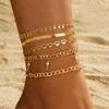 Tornozeleiras ifmia boêmia chave charme conjunto de tornozeleira para mulheres amor coração bloqueio tornozelo pulseira na perna pé corrente feminina praia jóias