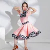 Stage Wear Waltz Ballroom Dance Competition Dresses Girls Short Sleeved Latin Dress Performance Costume SL8677