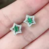 Kolczyki stadninowe biżuteria 925 Sterling Srebrny Naturalny Emerald Women's Luksusowe wykrywanie wsparcia