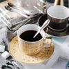 Kopjes Schoteltjes Gouden Keramische Koffiekop En Schotel Set Porseleinen Mok Bone China Mozaïek Ontwerp Vergulde Sets2457