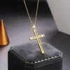 Anhänger Halsketten Goth Kreuz Anhänger Halskette Für Frauen Klassische Choker Kette Auf Hals Iced Out Zirkon Gold Farbe Kragen Schmuck N051