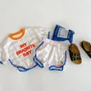 Kleding Sets 5156B Koreaanse Kinderkleding 2024 Zomer Jongen Pak Korte mouwen T-shirt Shorts Of Meisjes Jurk Broer zus