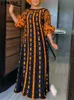 Vonda Plus Size 5XL Dress Women Long Maxi Sundress 2024 Oneck Printed Bohemian Robe Femme Lantern Sleeve Party Vestido 240124