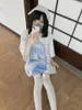Women's T Shirts QWEEK Japanese Anime Print White Women Harajuku Kawaii Sweet Girl Graphic Tops Aesthetic Cute Short Sleeves Tees Summer