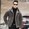 Sheep Cut Plush Fur Jacket for Mens Winter Hooded Granular Integrated Clothing Designer Year Two Sided Wear 3L47