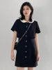 Casual Dresses CHIC VEN Women's Short Sleeve Dress High Waisted Single Breasted Solid Summer Female 2024 For Girl