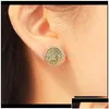 Stud modne Druzy Drusy for Women Oświadczenie biżuteria Scott Gold Planed okrągłe kolczyki świąteczne prezenty Uszy Studs 3QJL Drop Deliv DH38O