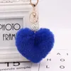 Keychains Soft Rabbit Fur Love Zircon Ball Charm Key Chain Jewelry For Women Colorful Ring Accessories Bags Girls