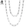 Orsa Jewels äkta 925 Sterling Silver Paper Clip Neck Chain 69312mm Basic Link Halsband för män Kvinnliga smycken SC39 240125
