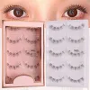 3D Natural Eyelashes Wispy Handmade Full Strip Lashes Extension Soft Crisscross Invisible Band False Eyelash