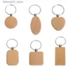 Keychains Lanyards Natural Wood Key Ring Keychains Round Square Anti Lost Wood Accessories Gifts Q240201