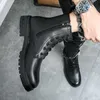 Сапоги Камуфляжные модные мотоциклетные ботинки Мужские кожаные ботинки Роскошные мужские классические ботинки в уличном стиле Зимние черные деловые ботинки