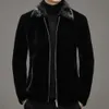 가죽과 모피 통합 밍크 칼라 남성 코트 겨울 두꺼운 양가죽 모방 금 짧은 패션 트렌드 e8v6