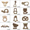 10pcs Safe Kara Teething Baby Teether Cute antlers Design Wooden Ring Animal Shape Toy handmade wooden teether-giraffe teether 240125