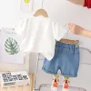 Conjuntos de roupas de bebê designers roupas de verão crianças conjunto topos dos desenhos animados camiseta shorts 2 pçs/set esporte CYG24020105-6