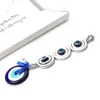 LUCKY EYE Blauwe Turkse Boze Oog Hanger Muuropknoping Zilverkleurige Kraal Geschenken Decoraties voor Auto Kantoor Thuis Woonkamer EY13661266P