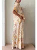 여자 2 피스 바지 인쇄 그래픽 세트 여성 2024 봄 여름 여름 빈티지 느슨한 세련된 셔츠 캐주얼 슈트 패션 홀리데이 의상