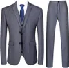 Mens 3 Piece Pinstripe Suit Slim Fit Casual Dress Suits Blazer + Vest + Pants