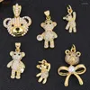 Pendant Necklaces JUYA 18K Gold Plated Litter Bear Pendants With Zircon Gem Charms For Women Necklace Choker DIY Luxury Jewelry Making