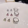 Halskette Ohrringe Set Luxus Geometrie Herz Ohrring Ring Für Frauen Hochzeit Abend Party Abendessen Dubai Schmuck Geschenke J2139