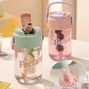 Su Şişeleri 600ml Stitch Straw Bardak Anime Karikatür Çift Katmanlı Plastik Kupa Çocuklar Taşınabilir Sular Şişe Çocuk Hediyeleri