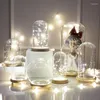 Vazen Glazen bloemendisplay Cloche Stolp Terrariumfles met houten eeuwige deksel Voeten LED-licht