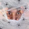 Party Decoration Halloween Artificial Spider Web Super Stretch Cobwebs With Fake Spinders Scary Scene Decor Horror House Props