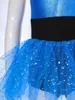 Robes de fille Enfants Filles Alien Cosplay Costume Cheerleading Robe De Danse À Manches Courtes Paillettes Brillantes Tutu Justaucorps Halloween Party Dancewear