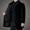 Diseñador de invierno Xuelan Mink Fleece Coat An para hombre de longitud media de cuero y piel con cuello de doble cara para mediana edad 9E7E