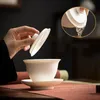 High-end White Porcelain Tea Tureen Ceramic Tea Set Kung Fu Tea Cup Thin Tires Bubble Tea Device Gaiwan Tea Cup Teabowl 240118