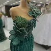 ASO EBI 2024 Hunter Green Mermaid Sukienka PROM Kryształy Kryształy Cequinowane wieczór Formalne przyjęcie Drugi odbiór urodzinowe suknie zaręczynowe sukienki szatą de soiree es