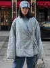 Frauen-Grabenmäntel TRAFZA 2024 Winter Mode Lässig Lose Denim Gebunden Baumwolle Jacke Mantel Weibliche Vintage Solide Lace Up Dicke Parka