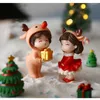 Decorative Figurines 1 Pair Mini Christmas Couple Figurine Doll Garden Decor Ornament Kid Toy Miniature Landscape Ornaments People Statue