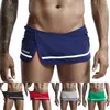 Underpants respirável masculino esporte troncos lado split shorts construído em bolsa jock tanga roupa interior estilo clássico para homens ativos