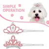 Dog Apparel Clear Crystal Rhinestone Tiara For Dogs Hair Clips Barrettes Pet Crown Grooming Costume Accessories 2 Pieces