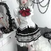 Sukienki robocze HARAJUU GOTHIC Punk Girl Suit koronkowe zmęczone ciasto spódnice krótkie rękawie Bowtie Slim Shirt Tops Blazer Płaszcz Otwórz stroje AFC2079