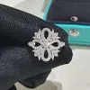 Tiffanyjewelry Gold Ring Designer for Women Jewelry Snowflake Klucz Lucky Flower inkrustowany z pełnym diamentem pustym projektem modnym luksusem