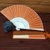 Decorative Figurines 1PCS Portable Colorful Foldable Paper Fan Solid Color Hand Held Bamboo Silk Folding Party Wedding Decor Drop