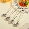Coffee Scoops Cute Paintings Cat 304 Stainless Steel Spoon Hollow For Tea Dessert Kitchen Tableware Gifts Students Children