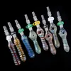 Glazen NC-kits met kwartspunten 10 mm gezamenlijke waterpijpen Dab Stro Plastic clips Nector Collector Kit Oliebrander Dab Rigs glazen pijpen