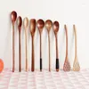 Spoons Wooden Long Handle Spoon Coffee Tea Stirring Dessert Honey Soup Cutlery Japanese Style Kitchen Tools Tableware Dinnerware