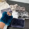 Lenços Mulheres Handmade Stretch Real Rabbit Fur Scarf Malha Genuína Rex Headbands Meninas Anel Natural